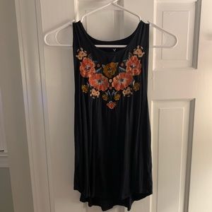 Floral Embroidered American Eagle Tank